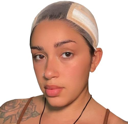 LABHAIRS Wig Cap with Grip Band for Keeping Wigs in Place, More Full Cap-wide Transparent Lace for Lace Front Wigs - Brown/Black/Nude Non Slip Cap Make Your Wig Be Glueless (Nude-M) by LabHairs