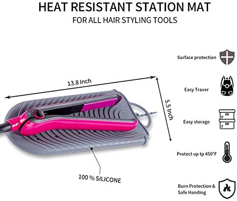 ZAXOP Heat Resistant Curling Iron Mat & Travel Pouch – Silicone Hot Hair Tool Holder for Flat Iron, Straightener & Wand – Non-Slip Vanity Protector for Home, Salon & Travel(Grey) - Image 3