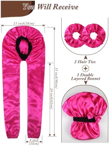 1+2 Satin Pantyhose Bonnet for Braids, Long Hair Bonnet for Women Sleeping - Image 2