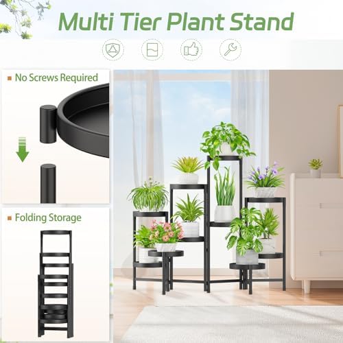 iDavosic.ly Plant Stand Indoor Outdoor, 10 Tier Metal Corner Shelf, Black - Image 4