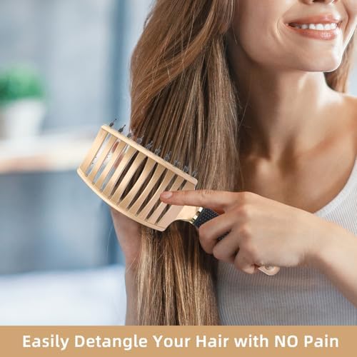 Detangler Brush for Wet and Dry Hair - Painless Hair Brush for Detangling Knots, Smoothing and Styling, for Adults and Kids, Gentle on Curly/Thick Hair (Golden) - Image 2