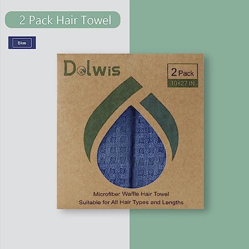 Dolwis Microfiber Hair Drying Towel: 2 Pcs Waffle Long Hair Turban Wrap - Image 6