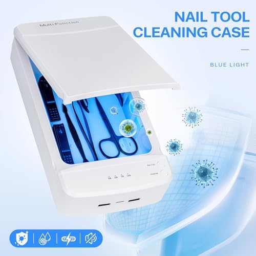 LXIANGN Nail Tool Cleaner with Blue Light, Portable USB Cleaning Box - Image 2