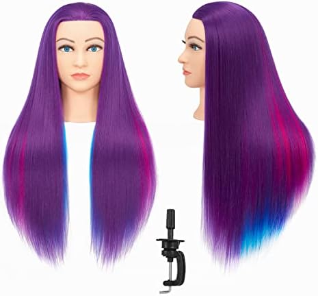 26"-28" Synthetic Fiber Hair Mannequin Head Styling Training Head Doll Head by HAIRGINKGO