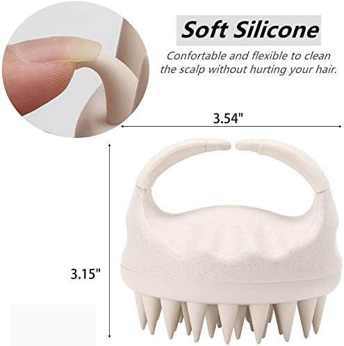 Hair Scalp Massager Shampoo Brush Hair Scrubber Washing Brush Silicone Scalp Exfoliator for Dandruff Removal- Beige - Image 2