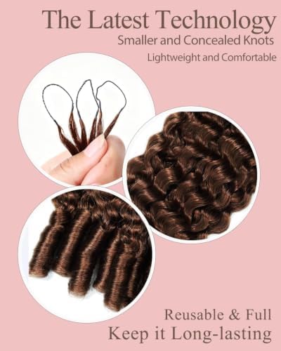 30# Auburn Brown 16 Inch Human Crochet Hair for Black Women, Feather Crochet Extensions 55g 40 Strands, Resusable Miracle Look Hair Bundles, Soft Lightweight Small Knots Burmese Curly - Image 3