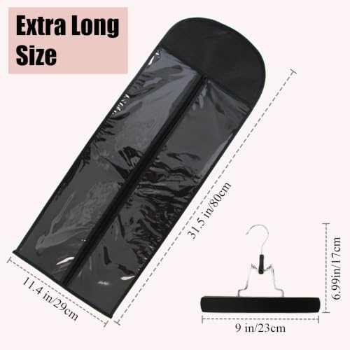 2 PCS Wig Bags Storage with Hanger Extra Long Hair Extensions Holder, Black - Image 2