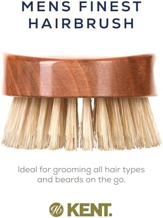Kent MC4 Men's Hair and Beard Brush Kit: Exfoliating Natural Boar Bristle Hair Brush, Cherrywood Base with Firm Bristles for Coarse Hair Types - LPC3 Brush Cleaner - Premium Grooming Set - Image 6