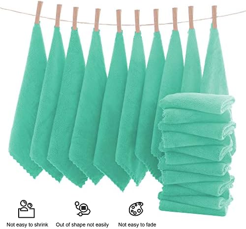 MOONQUEEN Ultra Soft Premium Washcloths Set - 12 x 12 inches - 72 Pack - Quick Drying - Highly Absorbent Coral Velvet Bathroom Wash Clothes (Aqua Green) - Image 3