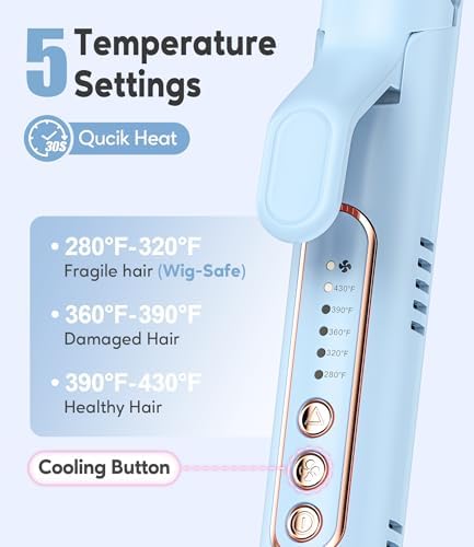 Farery Chill Set Soft-Air Curling Iron: Gentle Soft Air for Quick Styling & Long-Lasting Curls, Lock in Style with Cooling Air Vents, 2-in-1 Hair Straightener & Curler with Upgraded Long Barrel, Blue - Image 5
