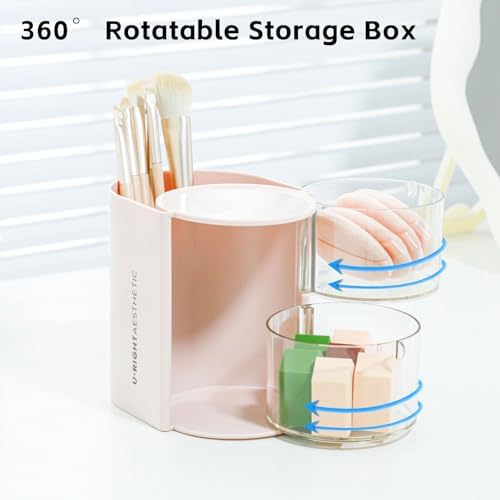 FABROK 2-Layer Hair Accessories Organizer with Hair Brush Holder, Pink - Image 4