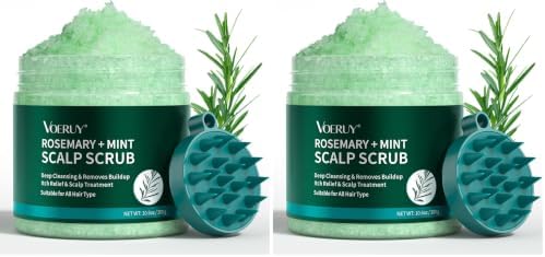 VOERUY Scalp Scrub, Rosemary Scalp Exfoliator Scrub Shampoo, 2-in-1 Scalp Treatment with Mint Oil, Hair Treatment to Clarify and Remove Build Up with Silicone Scalp Massager, 10.6oz/300g (Pack of 2) by VOERUY