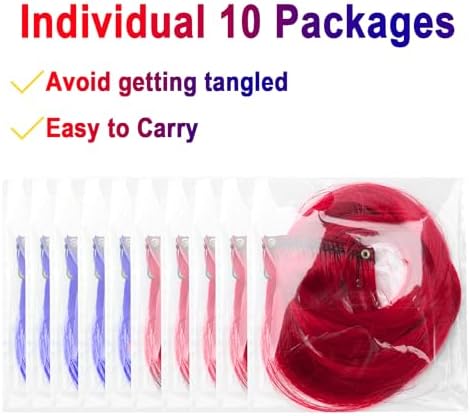 Red and Blue Hair Extensions, 10 Pcs Curly Wavy Colorful Hair Accessories - Image 6