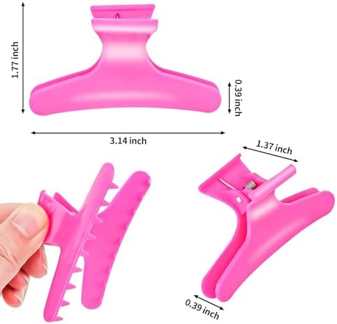 Ondder Hot Pink Hair Clips for Styling Sectioning Butterfly Pro Hair Claws Clamps Clips for Cutting, Styling, Sectioning, Coloring Hair Styling Claw Clips Hair Accessories - Image 2