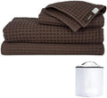 Luxury Organic Japanese Cotton Waffle Bath Towel | Thick, Absorbent, Quick Dry Bathroom Towels for Shower, Sauna, Onsen| Hotel & Spa Quality, Gift-Ready (Dark Cocoa, Complete Set (4-Piece)) by KOSMU