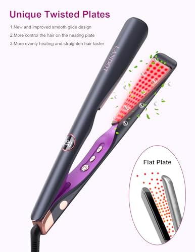 LANDOT 2-in-1 Hair Straightener and Curler, Ceramic Twist Iron Dual Voltage - Image 2