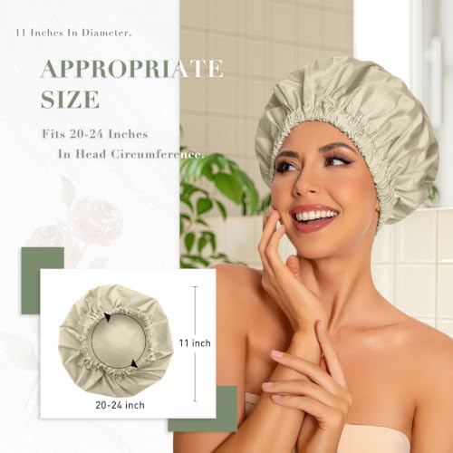Edoneery Shower Caps for Women Reusable Waterproof, Shower Hair Cap - Image 3