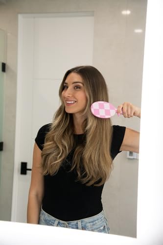 FRAMAR Checkered Hair Brush Detangler, Wet Hair Brushes For Women – Pink - Image 7