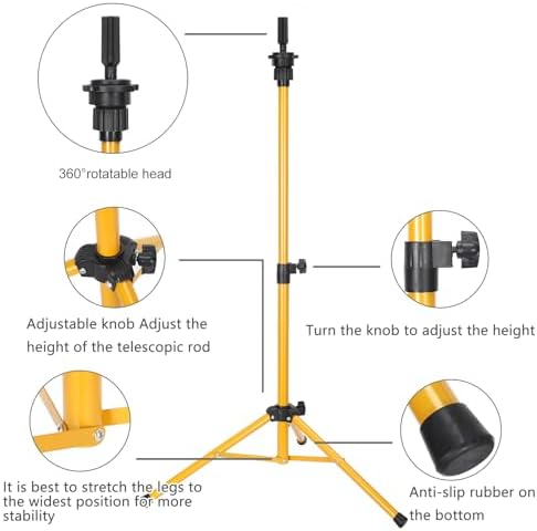 Mannequin Head Stand, Adjustable Wig Head Stand, Reinforced Metal Mannequin Head Stand Wig Stand Tripod for Cosmetology Hairdressing Training (gold, 48inch) - Image 3