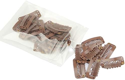 20pcs Stainless Steel U-Shape Snap Clips for Hair Extensions, Wigs, and Hairpieces - Wig Accessories and Combs (Light Brown) - Image 2
