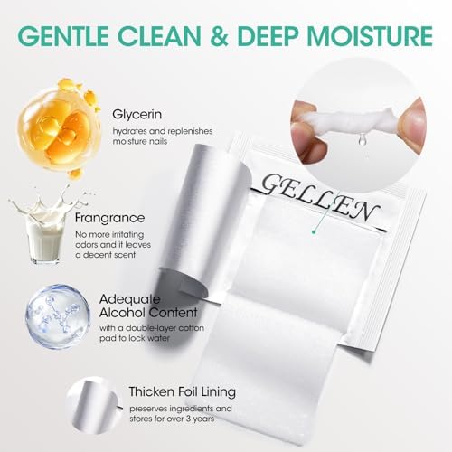 GELLEN Nail Cleanser Pads, 200 Pack Alcohol Prep Pads Individually Wrapped - Image 5