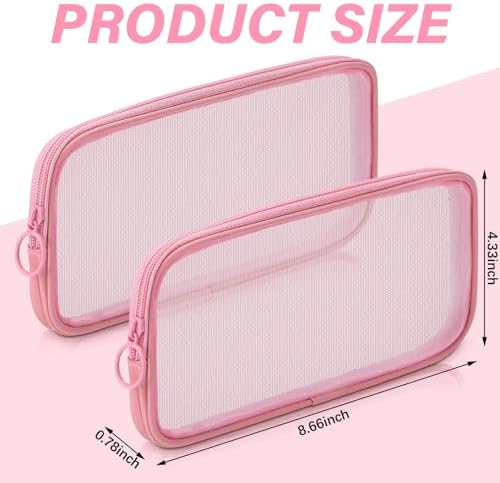 Weewooday 4Pcs Mesh Makeup Bag, Pink, Medium, Classic - Image 2