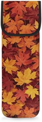 Orange Thanksgiving Maple Leaf Flat Iron Case Heat Resistant Neoprene Curling Iron Cover Bag with Pocket Curling Iron Organizers and Storage for Flat Iron, Straightener, Curling Wand/Curling Iron by Flashideas