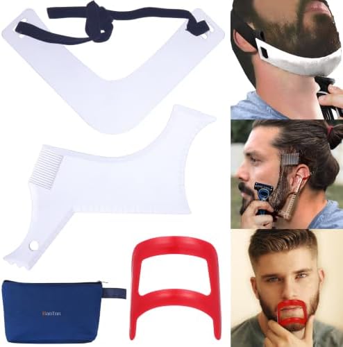 Beard Trimming Guide Tool, 3Pcs Neckline Shaping Goatee Mustache Grooming Facial Hair Styling Template Face Hair Ruler Combs by Unknown