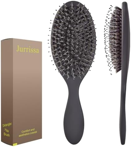 Boar Bristles Hair Brush for Women and Men, Detangling Hair Brush for Smoothing Massage Add Shine, Nylon&Boar Bristles Detangler brush for Hair Healthy (1 Pack-Black) by aestheticspracticality