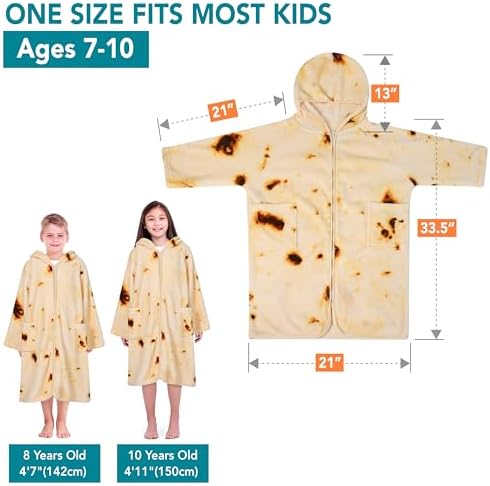 SUN CUBE Kids Hooded Towel Robe, Zip-Up Fleece Swim Cover Up, Ages 7-12 - Image 2