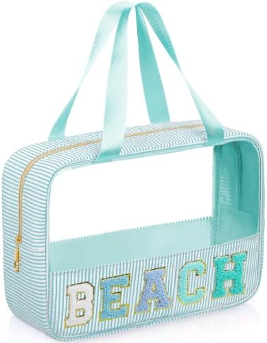 Sanwuta Clear Seersucker Beach Bag, Lake Blue by Sanwuta