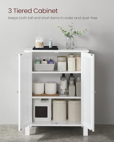 VASAGLE Bathroom Floor Storage Cabinet, Adjustable Shelves, Cloud White - Image 6