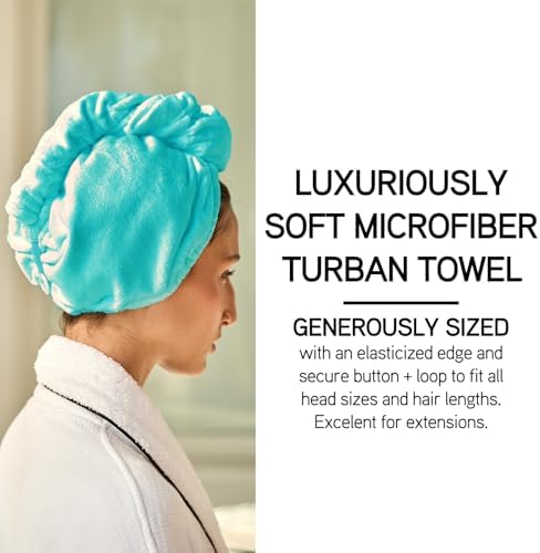 ILES FORMULA Ultra-Soft Microfiber Turban Towel for Curly Hair - Spa Blue - Image 3