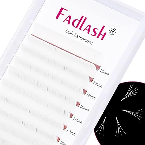 Eyelash Extension 0.07 Colored Easy Fan Lashes White D Curl Self Fanning Lashes Colored(White 0.07D, 15-20mm) by FADLASH