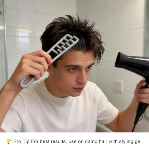 Men's Texture Comb, Wide-Toothed Root Lifter, Non-Slip for Volume Styling - Image 5