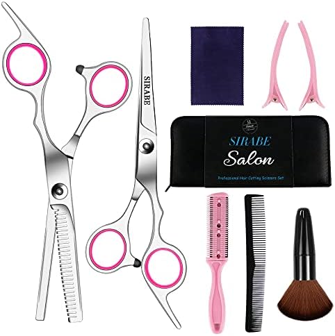 Sirabe 9 PCS Hair Cutting Scissors Thinning Shears Kit, Professional Haircut Scissors Set, Barber Hairdressing Texturizing Shears Tools for Salon Home Men Women Kids Adults Pet by Sirabe