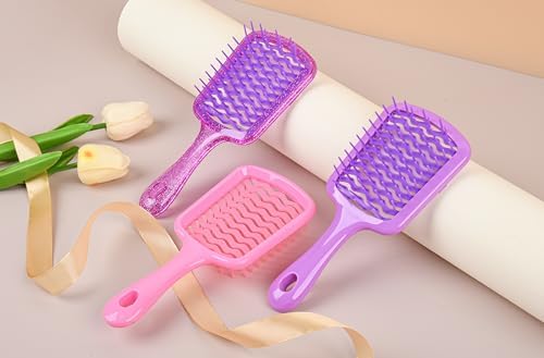 Detangling Hair Brush for All Wet or Dry Hair Types, Pain-Free Brushing Durable, DuoFlex Anti-Static Bristles, Lightweight Handle, Vented Wave UltraFlex Hair Brush(Rose Quartz Purple) - Image 3