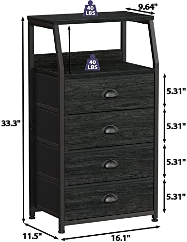 Furnulem Dorm Tall Nightstand, Small Dresser for Bedroom with Fabric Drawer - Image 3