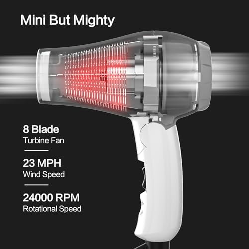 Foldable Travel Hair Dreyr Mini:Dual Voltage Small Lightweight Blow Dryer for International Travel,1200w Compact Hairdryer with Concentrator and Travel Bag(White) - Image 4