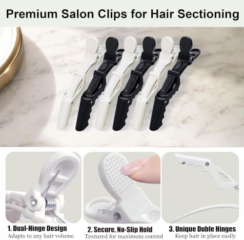 30 Pack Alligator Hair Clips, Sectioning Clips for Salon Coloring, Cutting & Styling, Durable Plastic Barber Hairdressing Tools, Strong Grip Crocodile Clips for Women Men Kids (White+Black) - Image 3