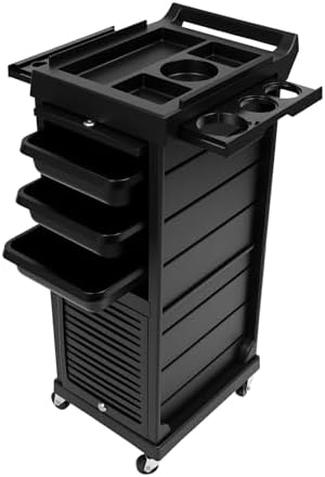Beauty Salon Cart with Wheels & 6 Drawers, Hair Salon Trolley Cart, Black by Unknown