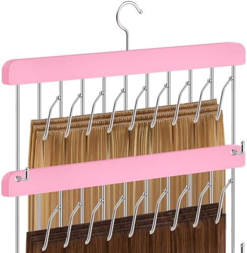 2 Pack Hair Extension Holder & Hanger – Stackable Hair Extension Storage Rack for Styling, Rotatable Braiding Rack Wig Organizer Stand for Wigs, Hairpieces, Clip/Tape Ins and Accessories by AIHOPESTO
