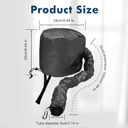 Hair Dryer Bonnet Attachment, Portable Blow Dryer, Soft Adjustable Hooded Bonnet with Stretchable Grip and Extended Hose Length Fits All Head Sizes & All Hair Styling (Black) - Image 6