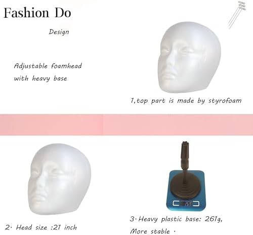 2 PACKS Adjustable wig or hat styrofoam mannequin head holder stand (13”to 17”) - Image 3