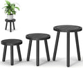 3-Pack Wood Plant Stands Indoor, Single Plant Stand for 6-12 Inch Pots, Mid-Century Modern Plant Stool, Tall Plant Stand for Large Plants for Living Room, Balcony, Office (Black) by Unknown