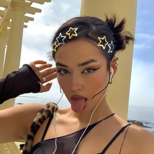 Star Hair Clips 2000s Y2K Hair Accessories-30 PCS 1.18"-Gold Silver - Image 3