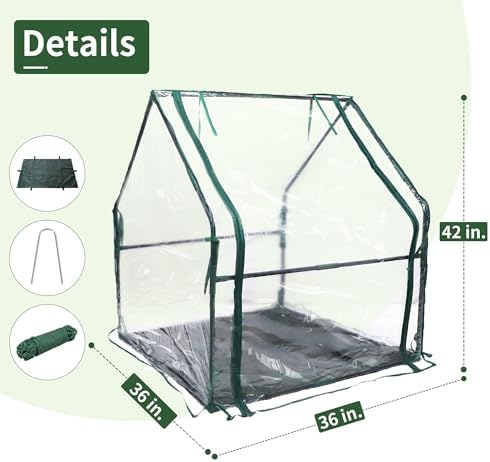 Mini Greenhouse 36"x36"x42" Plant Cover Tent Seed Starting Waterproof Floor Mat Small Plant Tent for Use on Patio Balcony Porch & Indoors/Outdoors - Image 2
