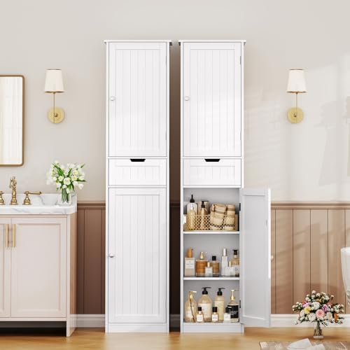 Iwell 66.9" Tall Bathroom Storage Cabinet with 2 Doors & 1 Drawer - Image 2