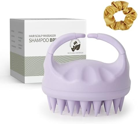 Sndyi Scalp Massager Shampoo Brush, Scalp Scrubber with Soft Silicone Bristles, Scalp Exfoliator for Dandruff Removal, Scalp Massager for Hair Growth, Wet Dry Hair Brush for Scalp Care, Taro Purple by Sndyi