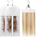 2Pack Hair Extension Storage Bag with Wooden Hanger for Multiple Wigs Hairpieces Portable Wig Bags Hair Storage Rack for for Weft Hair Extensions & Weaves by Unknown